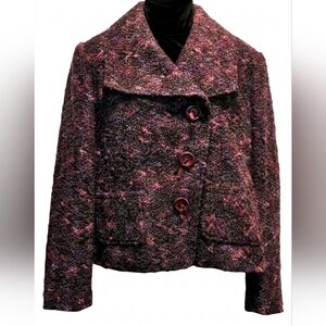 [Lanalee]Sophisticated Jewel Toned Wool 3 Button Oversized Collar Blazer Size 12